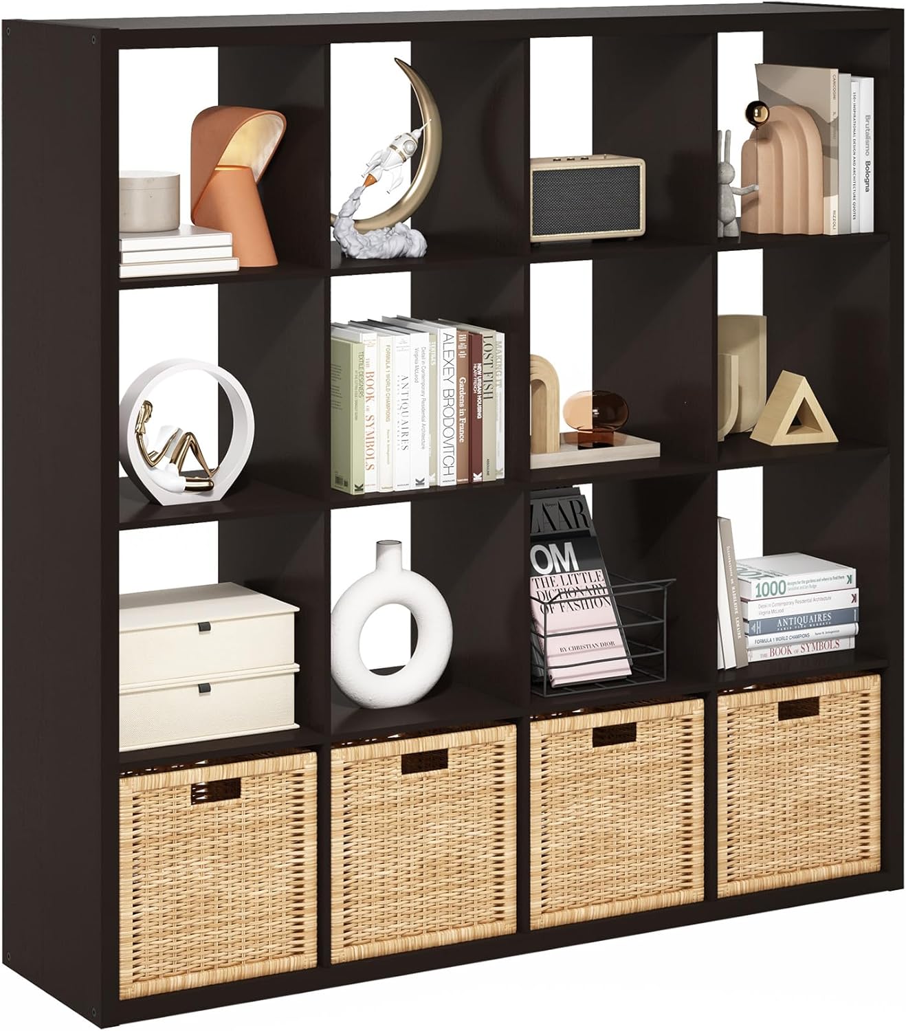 4-Cube Open Back Storage Organizer, White, Multi-Purpose Shelf