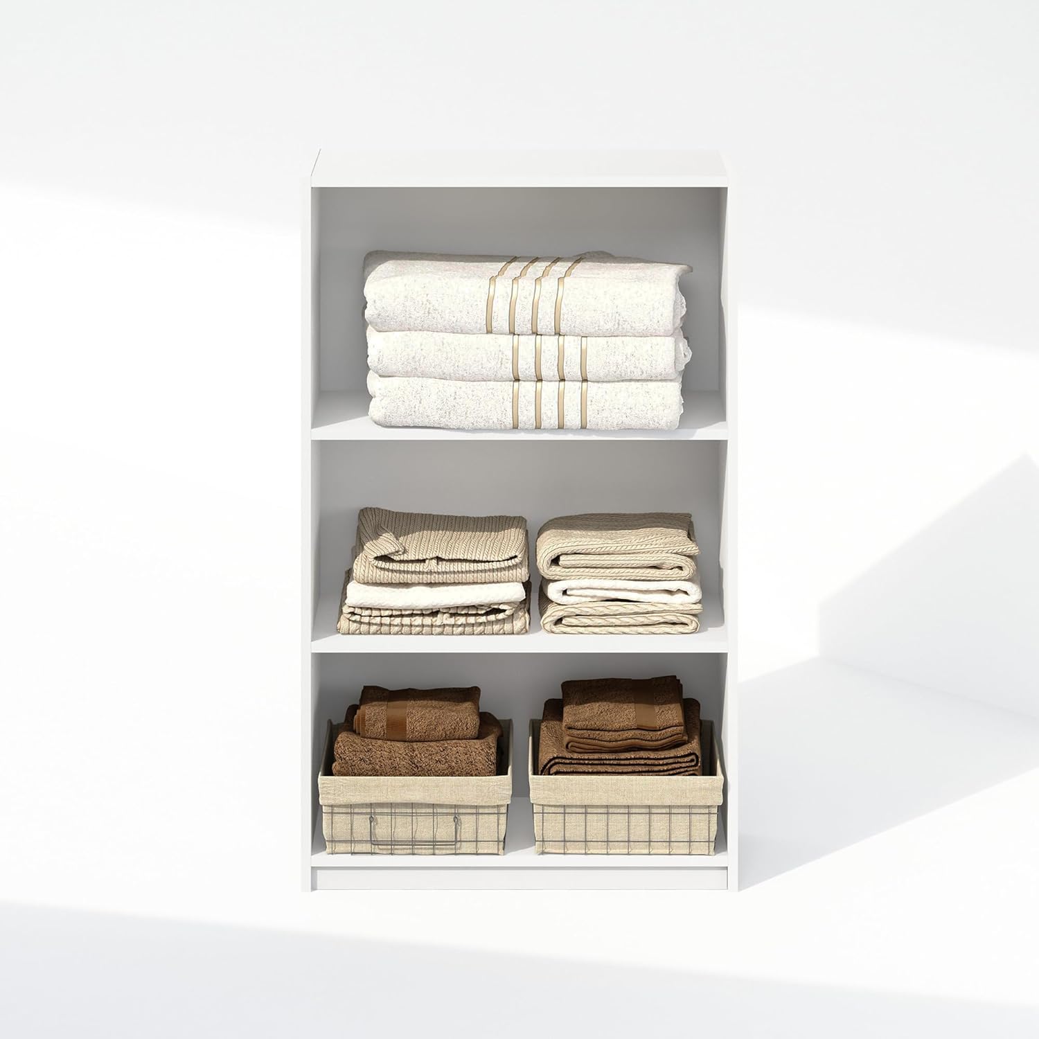 5-Cube Reversible Closet Shelf Organizer, White, Storage for Bedroom or Closet