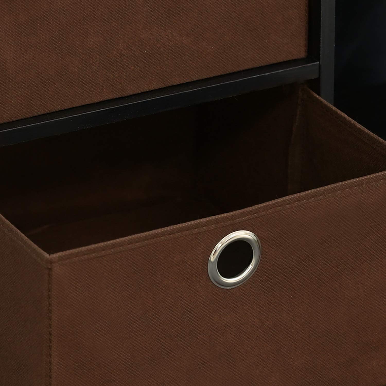 3x2 Cube Storage Bookcase Organizer with Bins, French Oak Grey/Black