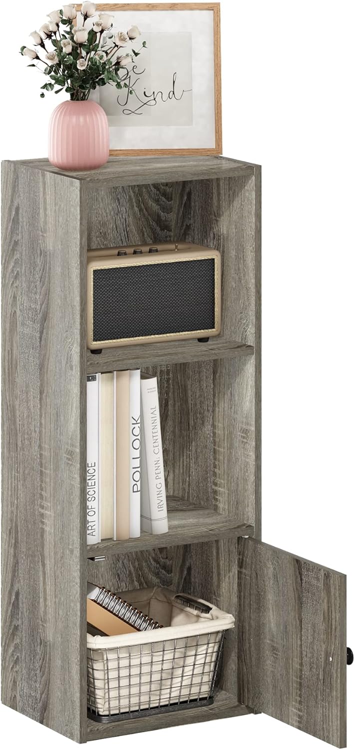 5-Cube Bookshelf, White, Reversible Bookcase for Living Room, Bedroom, Home Office