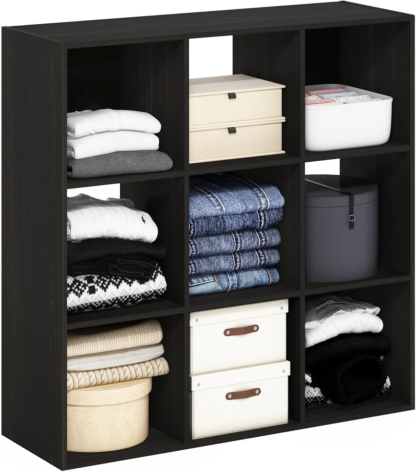 9-Cube Open Shelf Closet Organizer, White, Wardrobe and Bedroom Storage