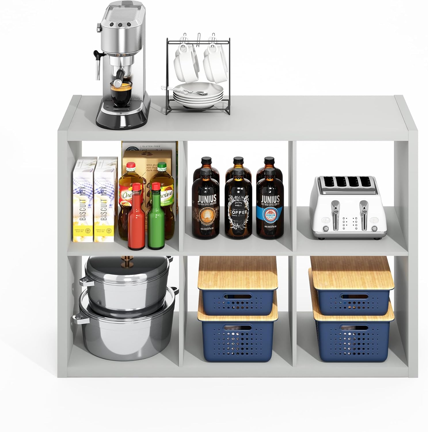 5-Cube Reversible Closet Shelf Organizer, White, Storage for Bedroom or Closet