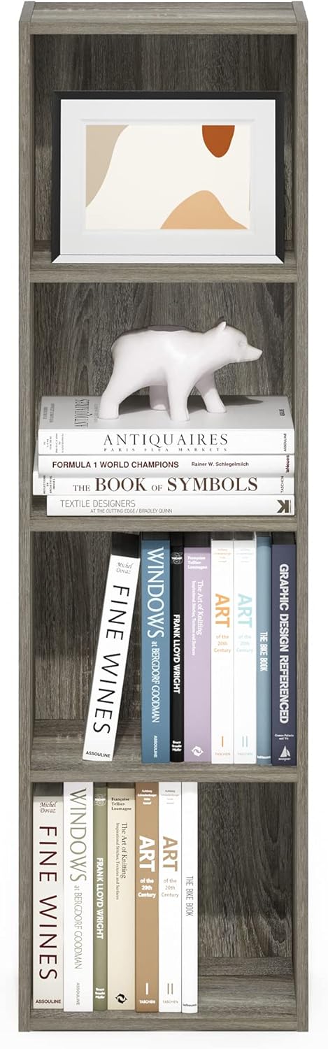 7-Cube Bookshelf, White, Bookcase for Living Room, Bedroom, Home Office