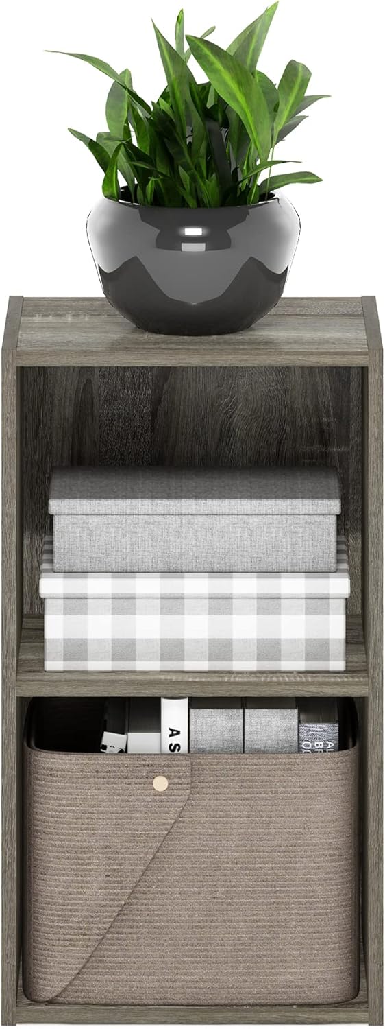 7-Cube Bookshelf, White, Bookcase for Living Room, Bedroom, Home Office