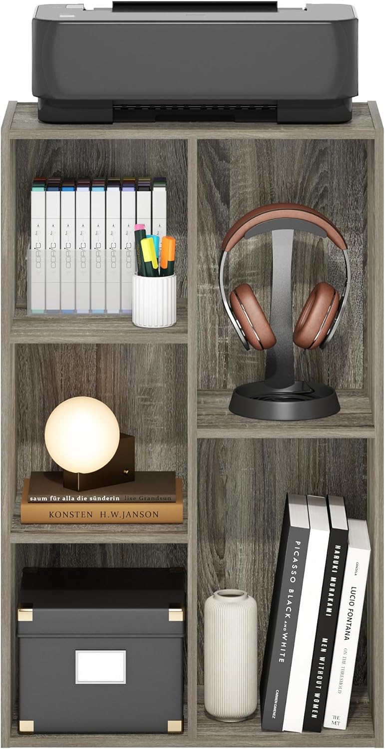 7-Cube Bookshelf, White, Bookcase for Living Room, Bedroom, Home Office