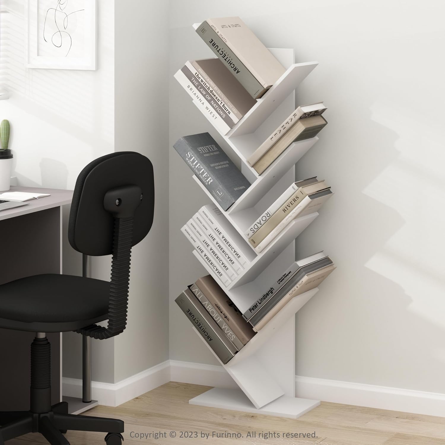 5-Cube Bookshelf, White, Reversible Bookcase for Living Room, Bedroom, Home Office