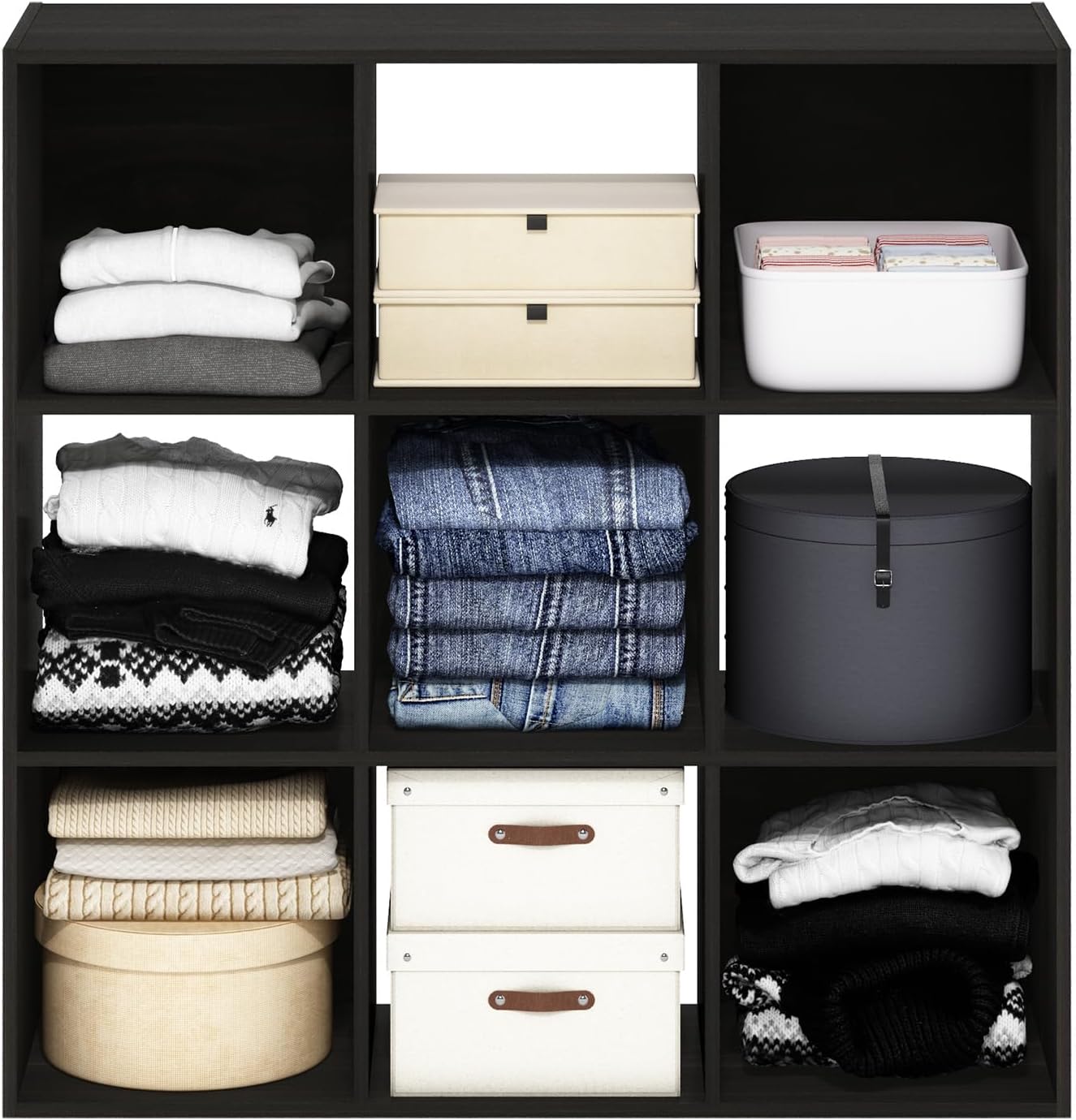 9-Cube Open Shelf Closet Organizer, White, Wardrobe and Bedroom Storage