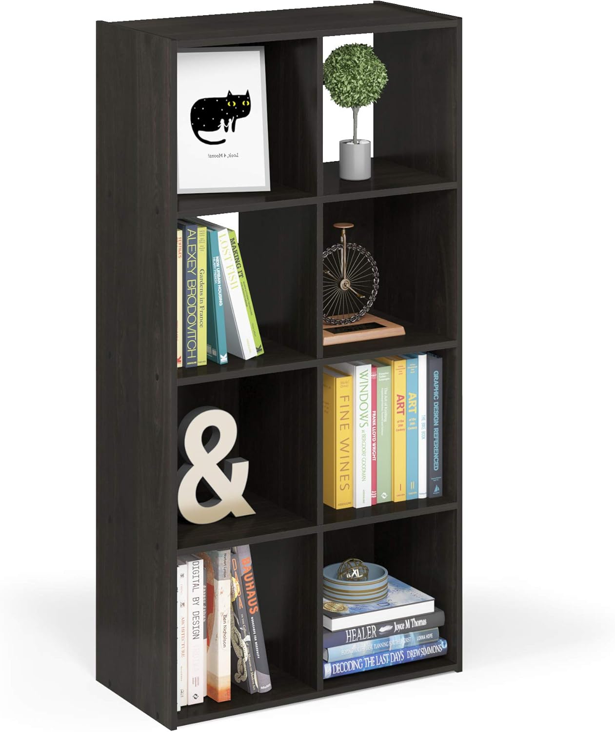 3x2 Cube Storage Bookcase Organizer with Bins, White/Black
