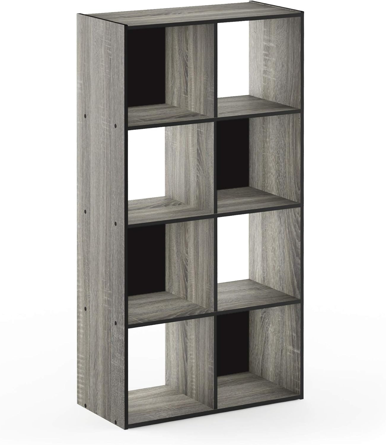 3x2 Cube Storage Bookcase Organizer with Bins, French Oak Grey/Black