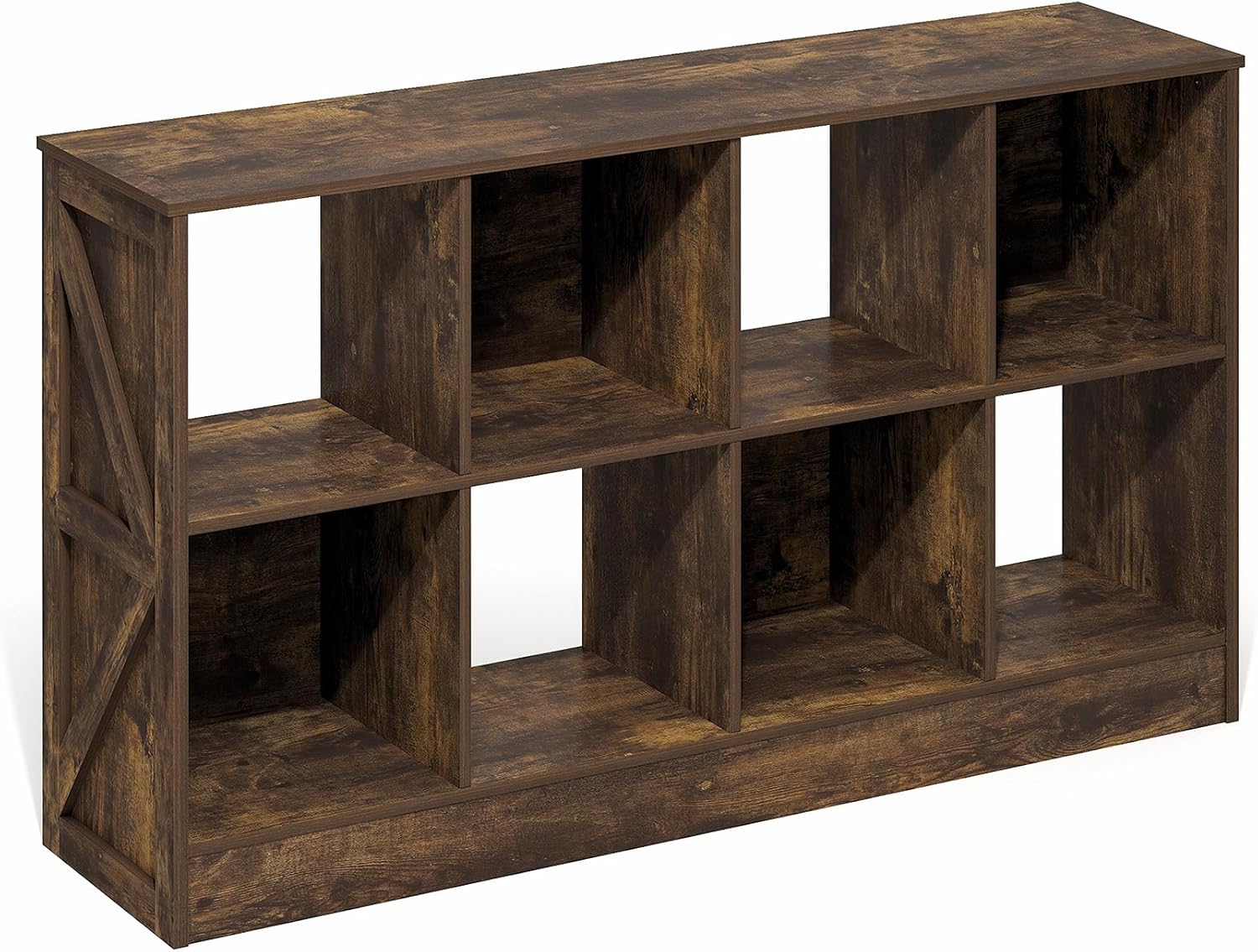 8-Cube Horizontal Bookshelf, White, Cube Storage Organizer for Bedroom & Living Room