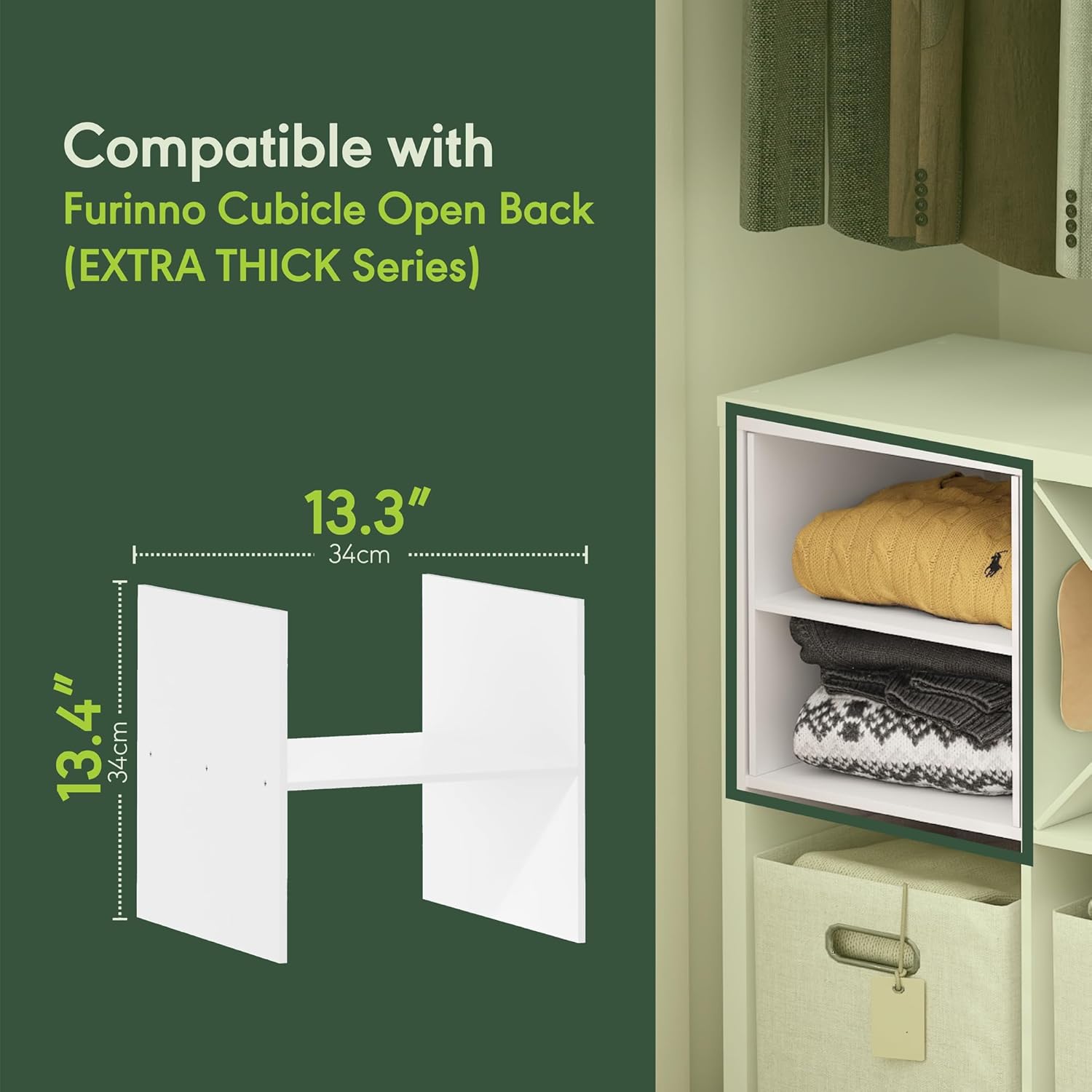 H-Shelf Cube Insert, Fits Extra Thick Cubes, White, Modular Storage Solution