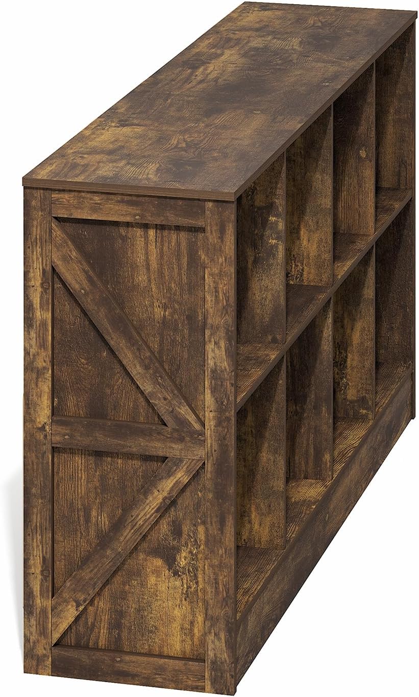 8-Cube Horizontal Bookshelf, White, Cube Storage Organizer for Bedroom & Living Room