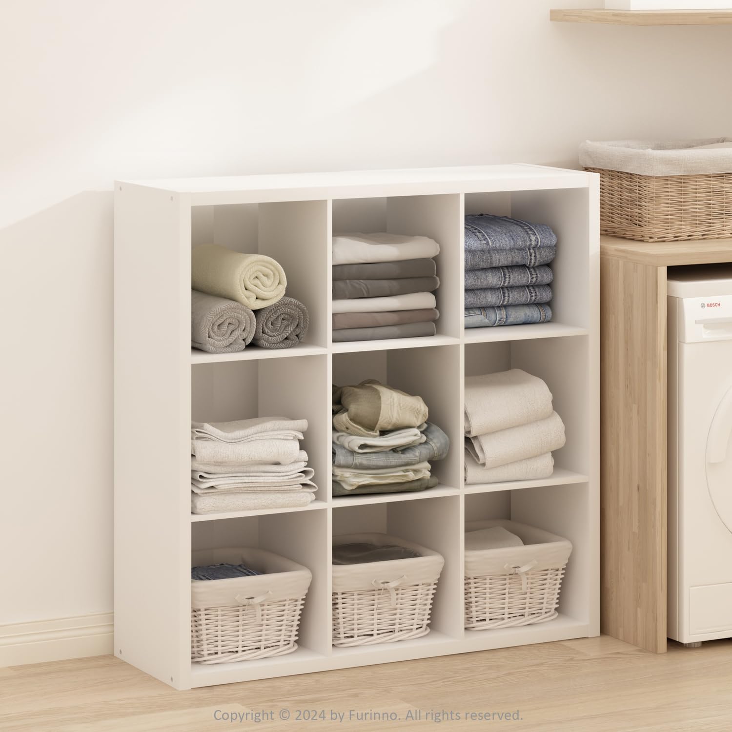 16-Cube Open Storage Shelf, Extra Thick Frame, White, Display & Organization