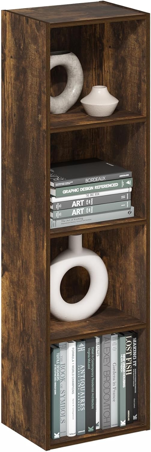 5-Cube Bookshelf, White, Reversible Bookcase for Living Room, Bedroom, Home Office