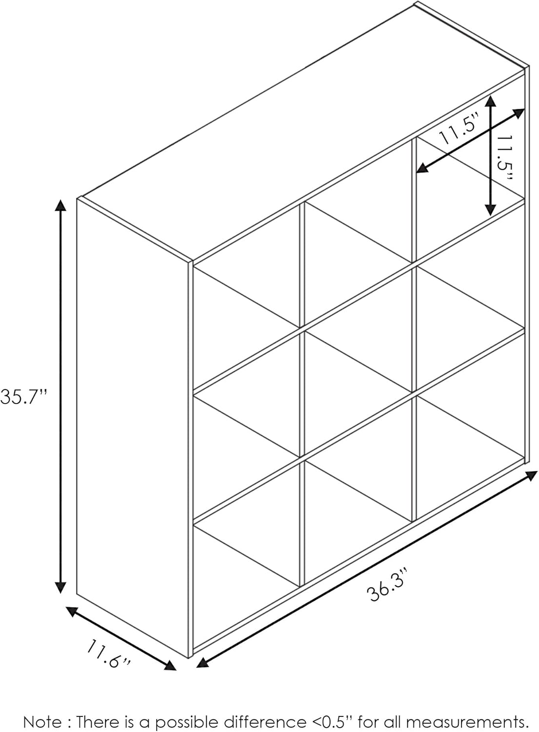 3x2 Cube Storage Bookcase Organizer with Bins, French Oak Grey/Black