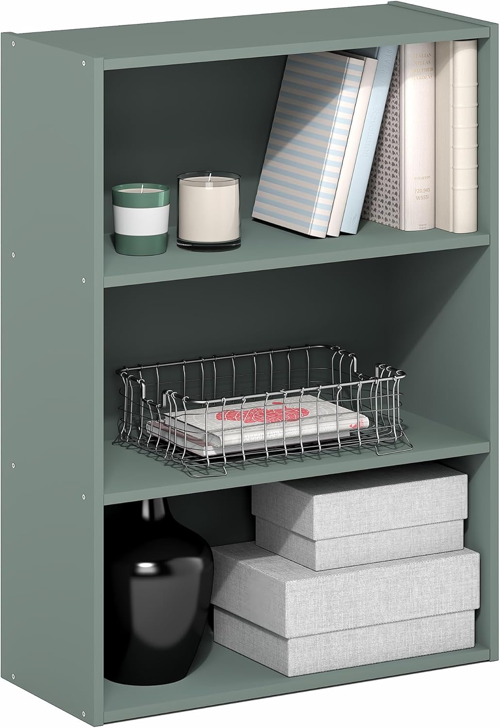 5-Cube Closed Back Bookshelf, Extra Thick Frame, Dark Oak, Storage Organizer