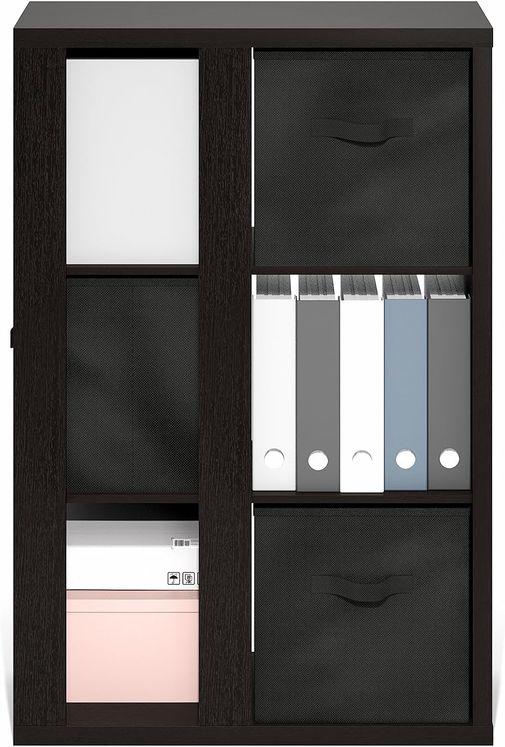 8-Cube Horizontal Bookshelf, White, Cube Storage Organizer for Bedroom & Living Room