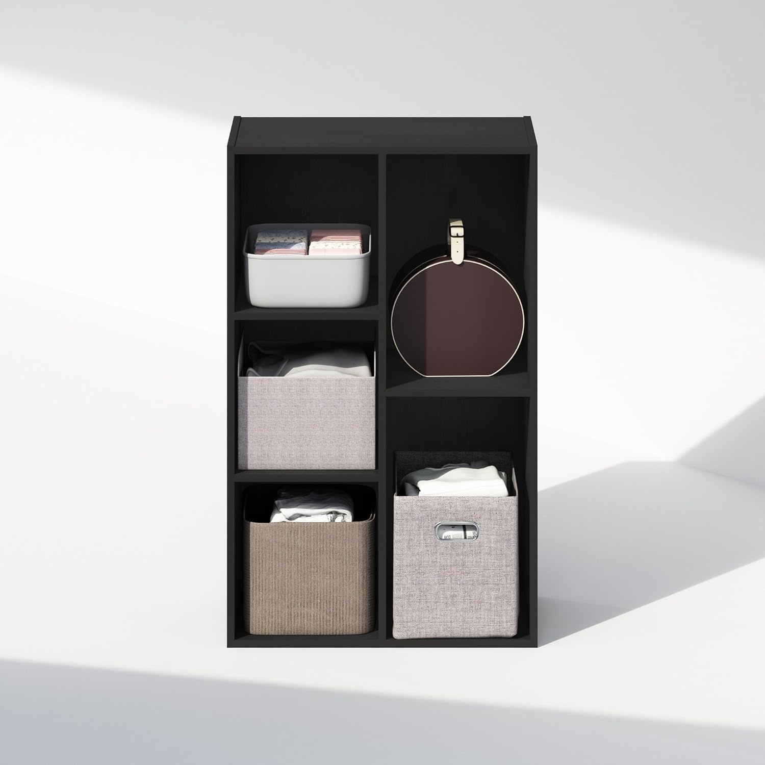 5-Cube Reversible Closet Shelf Organizer, White, Storage for Bedroom or Closet