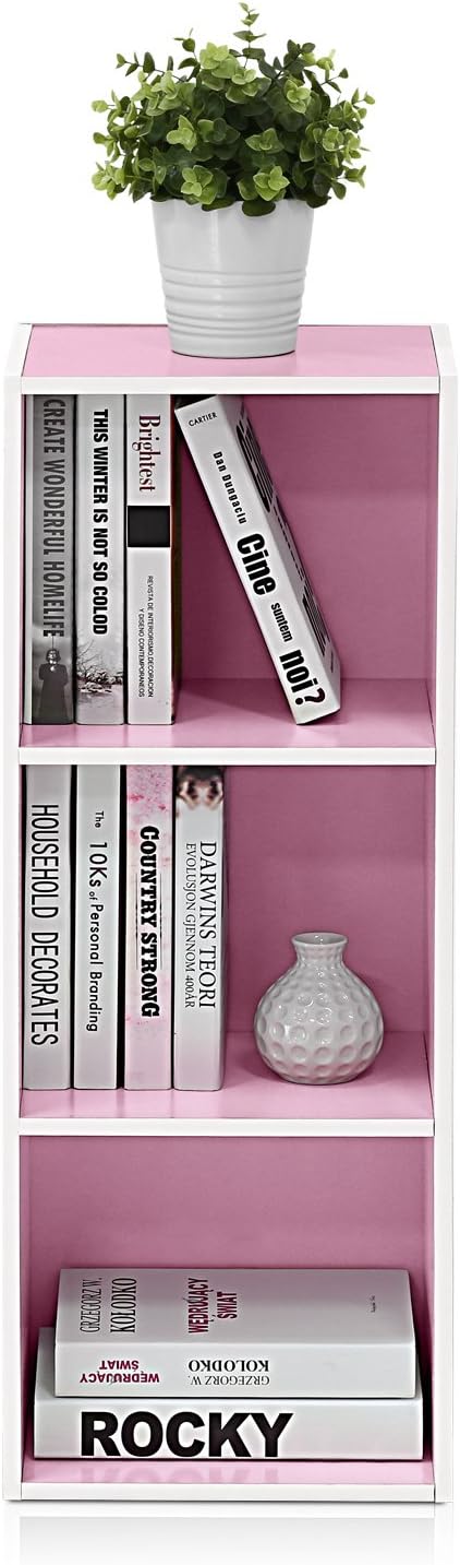 5-Cube Bookshelf, White, Reversible Bookcase for Living Room, Bedroom, Home Office