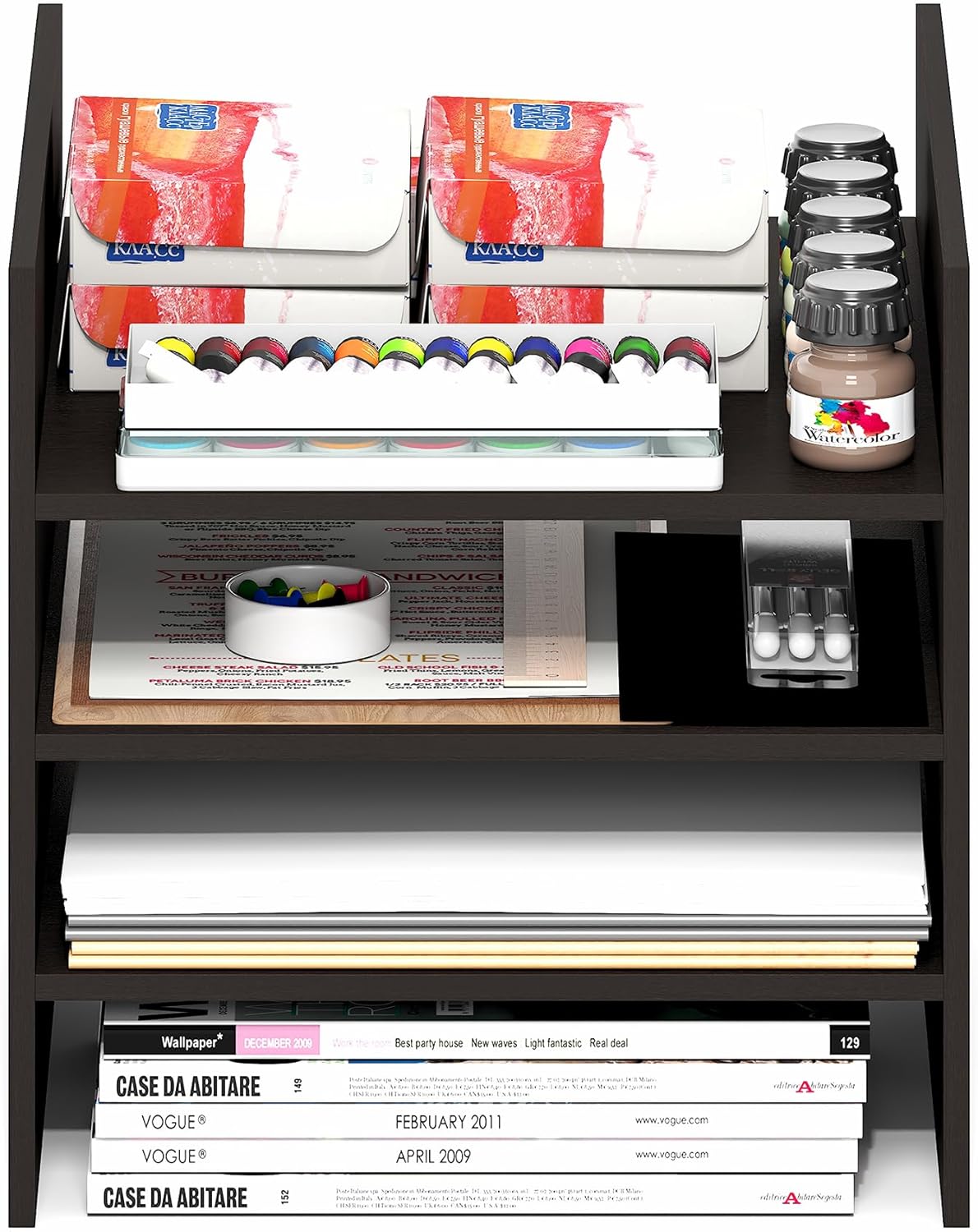 2-Tier Cube Insert Shelf, H-Shelf Organizer, Fits 3x3 Cubes and Kallax, White