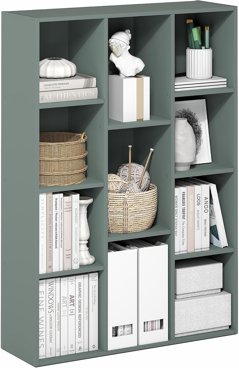 5-Cube Bookshelf, White, Reversible Bookcase for Living Room, Bedroom, Home Office
