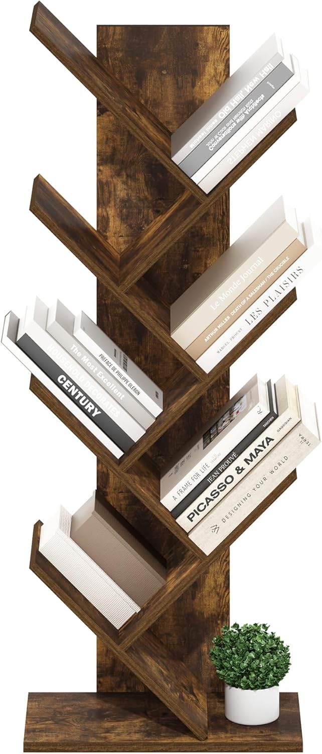 7-Cube Bookshelf, White, Bookcase for Living Room, Bedroom, Home Office