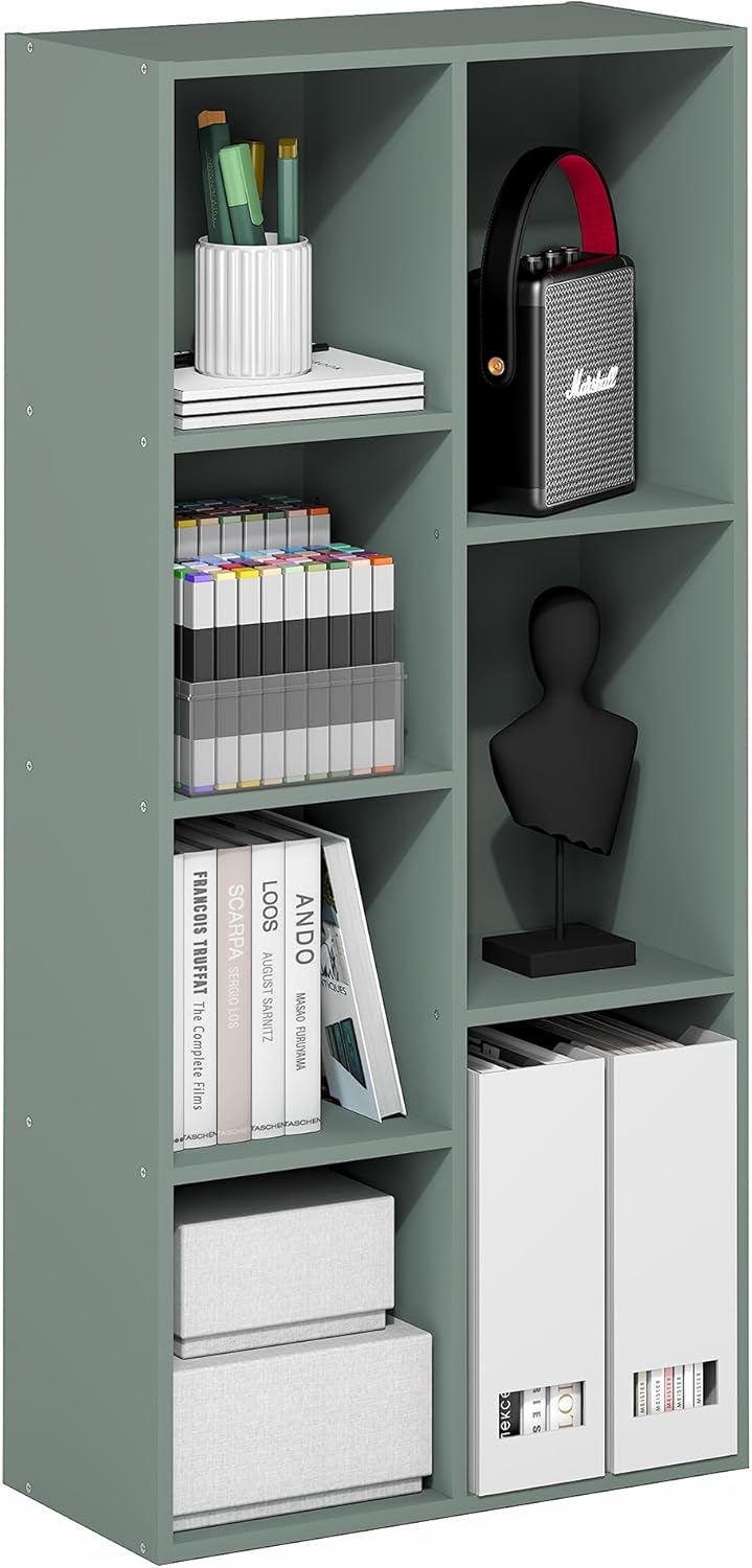 5-Cube Bookshelf, White, Reversible Bookcase for Living Room, Bedroom, Home Office