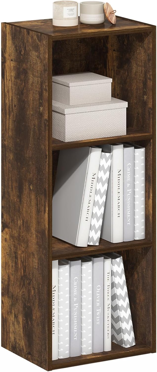 5-Cube Bookshelf, White, Reversible Bookcase for Living Room, Bedroom, Home Office