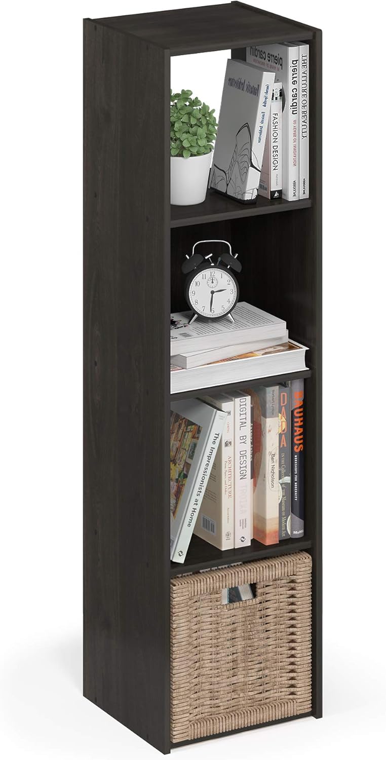 3x2 Cube Storage Bookcase Organizer with Bins, White/Black