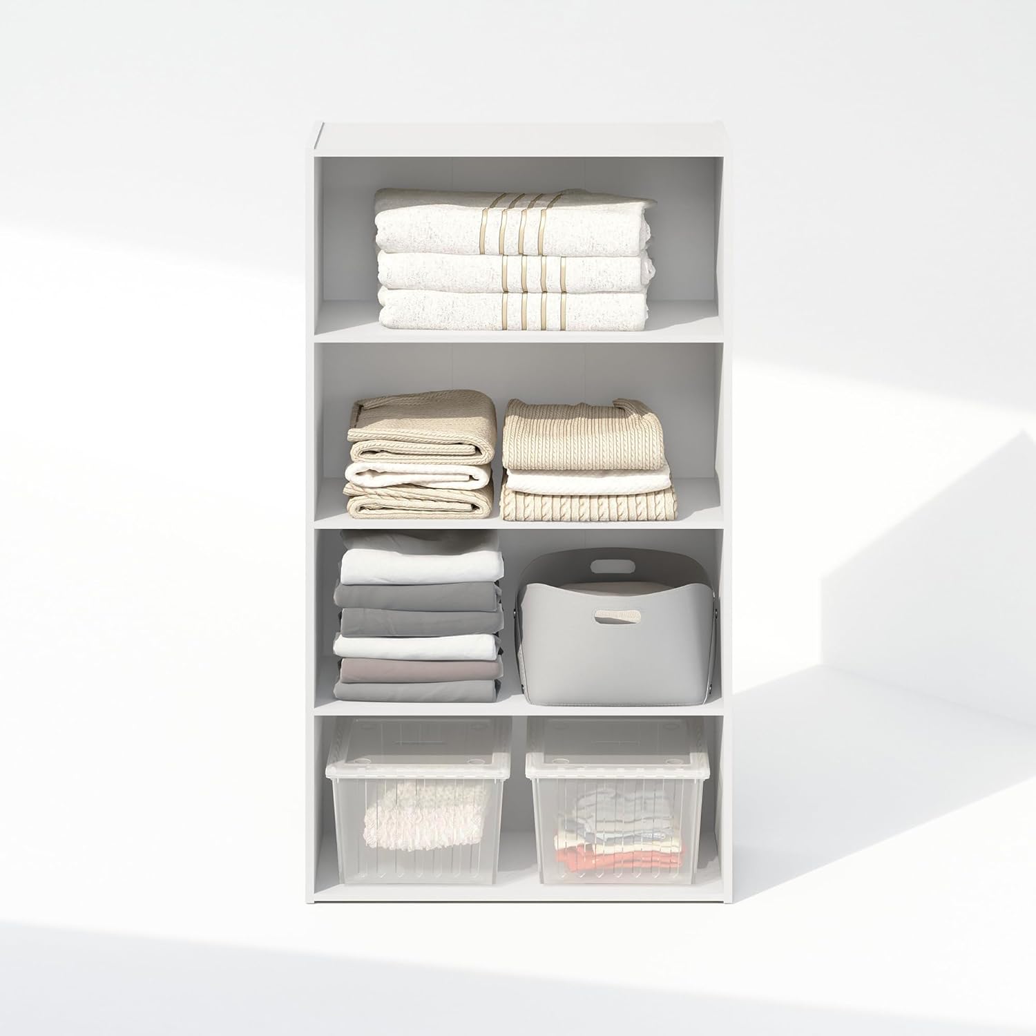 5-Cube Reversible Closet Shelf Organizer, White, Storage for Bedroom or Closet
