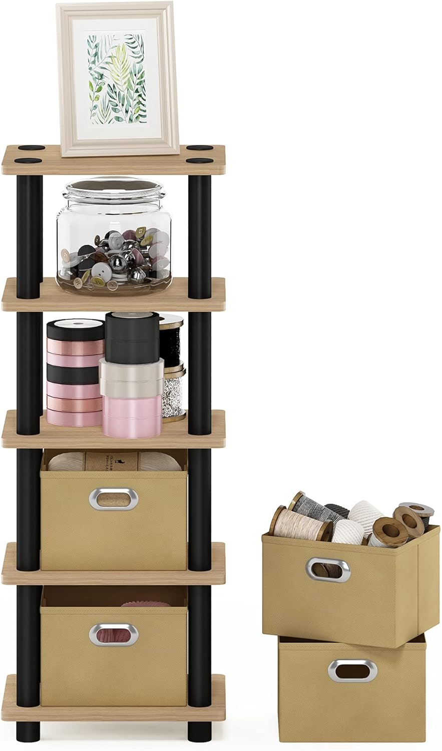 16-Cube Open Storage Shelf, Extra Thick Frame, White, Display & Organization