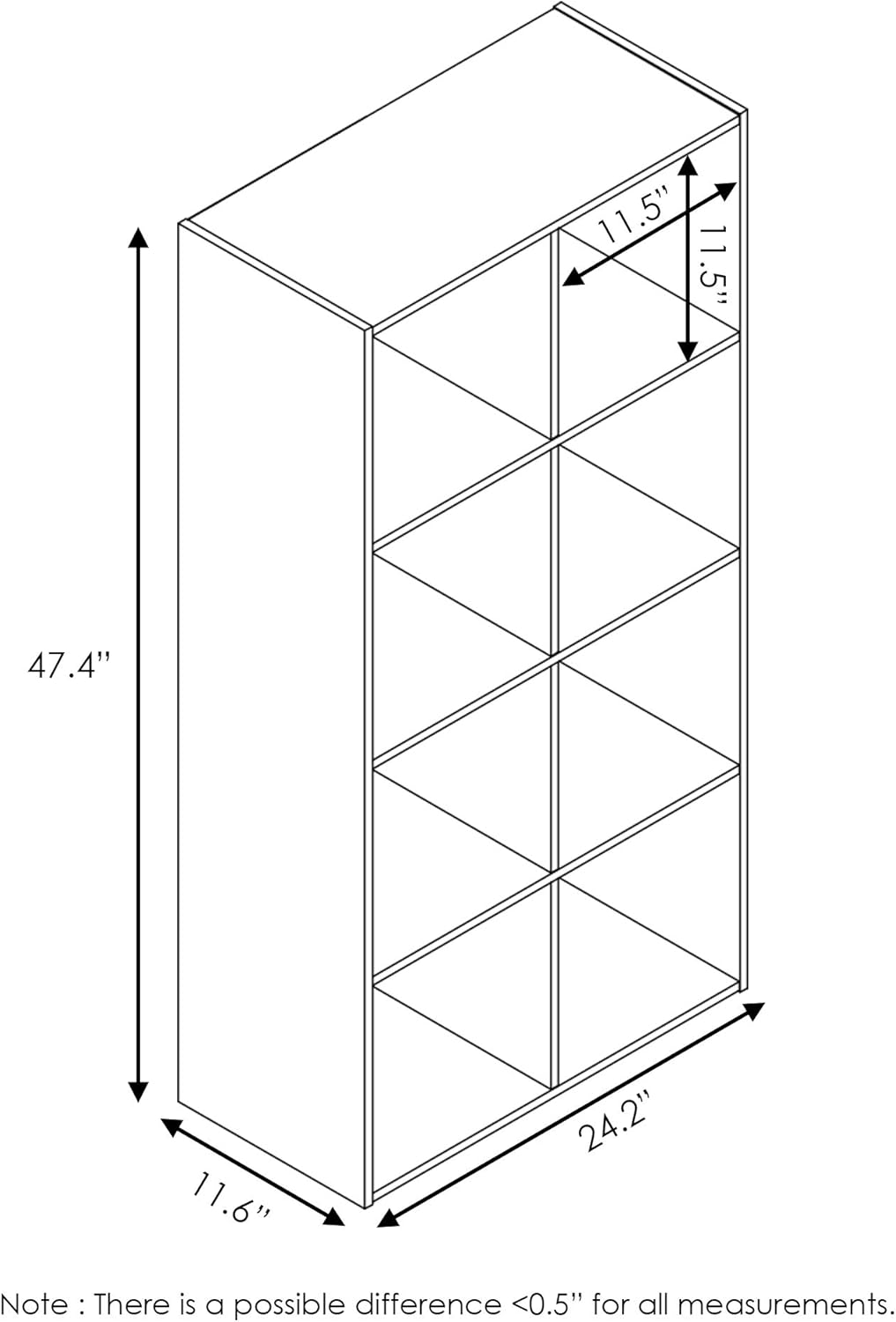 3x2 Cube Storage Bookcase Organizer with Bins, French Oak Grey/Black