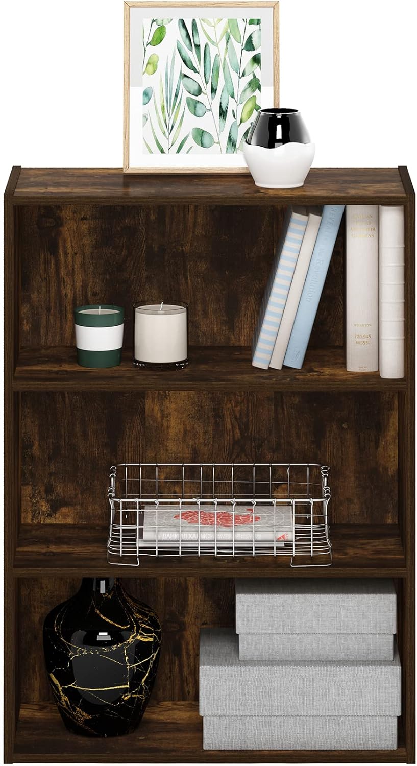 5-Cube Closed Back Bookshelf, Extra Thick Frame, Dark Oak, Storage Organizer