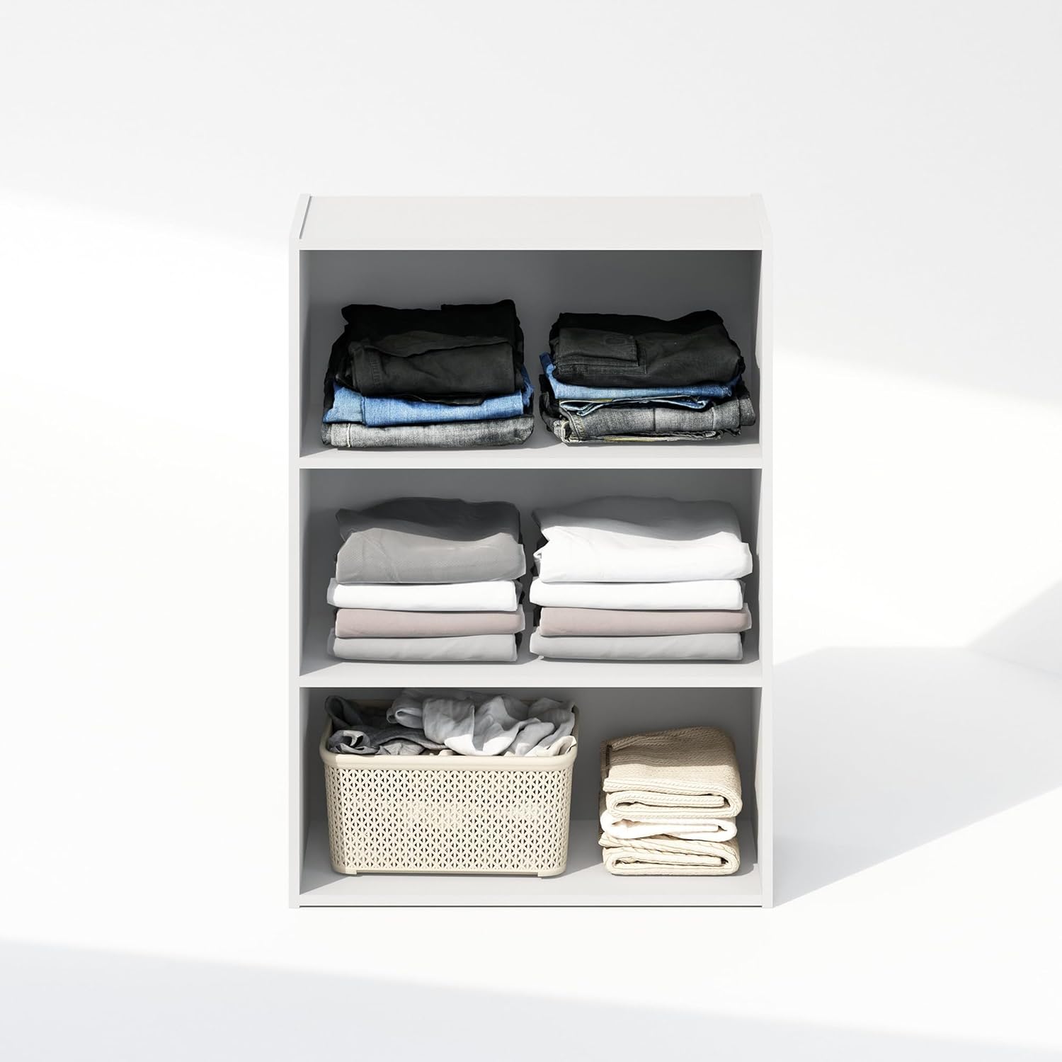 5-Cube Reversible Closet Shelf Organizer, White, Storage for Bedroom or Closet