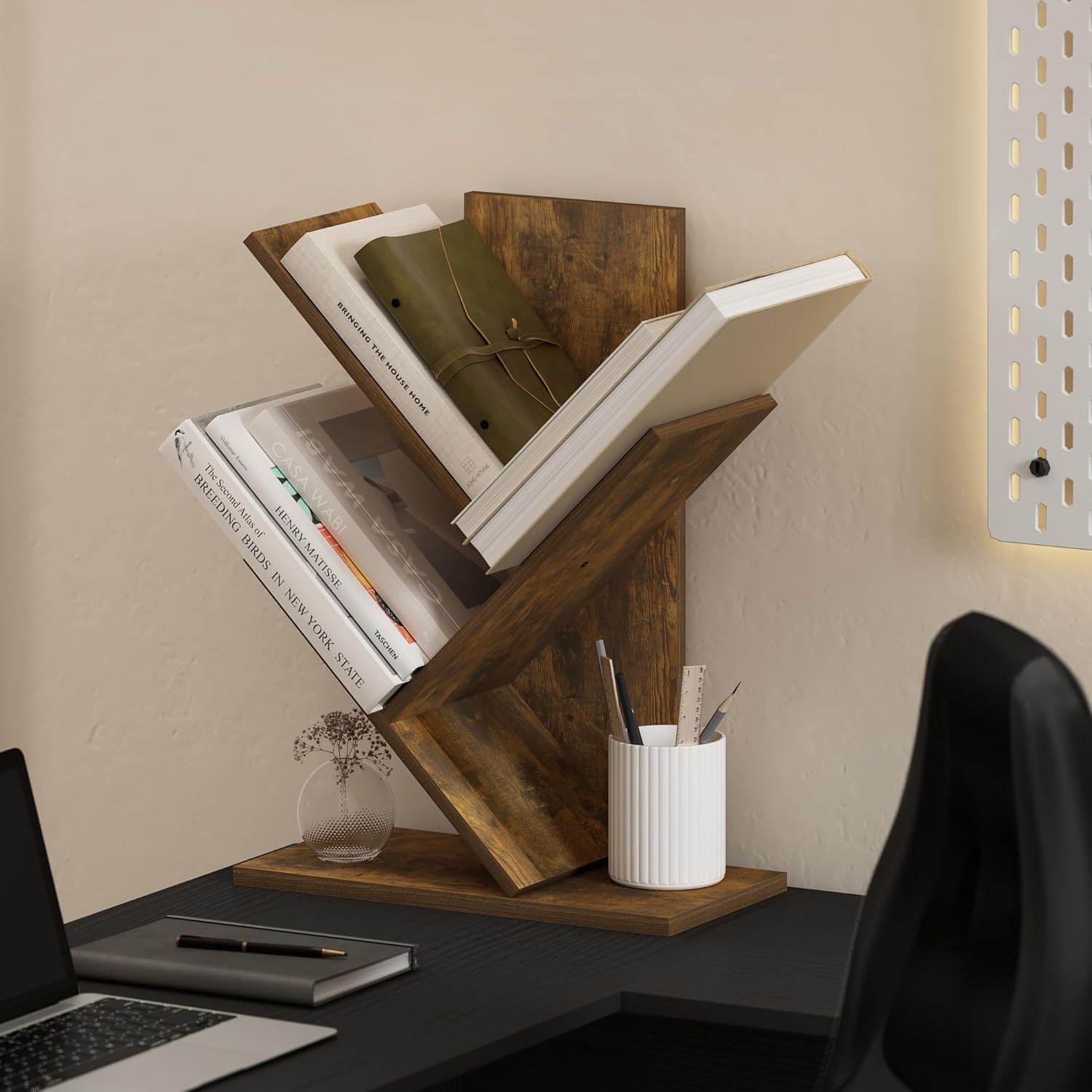 7-Cube Bookshelf, White, Bookcase for Living Room, Bedroom, Home Office