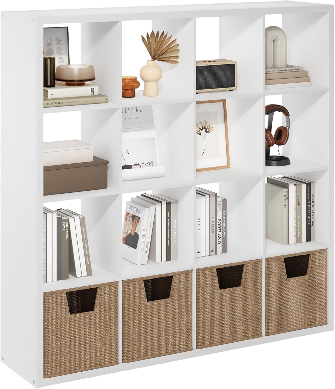 4-Cube Open Back Storage Organizer, White, Multi-Purpose Shelf