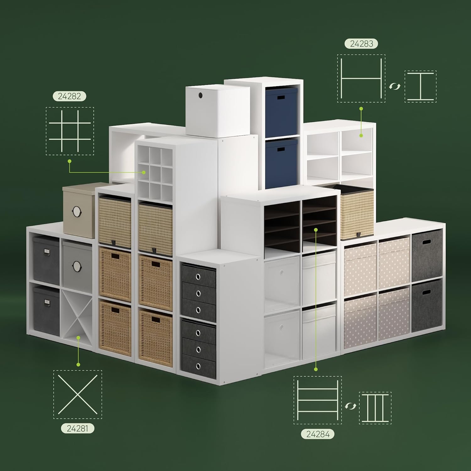 H-Shelf Cube Insert, Fits Extra Thick Cubes, White, Modular Storage Solution