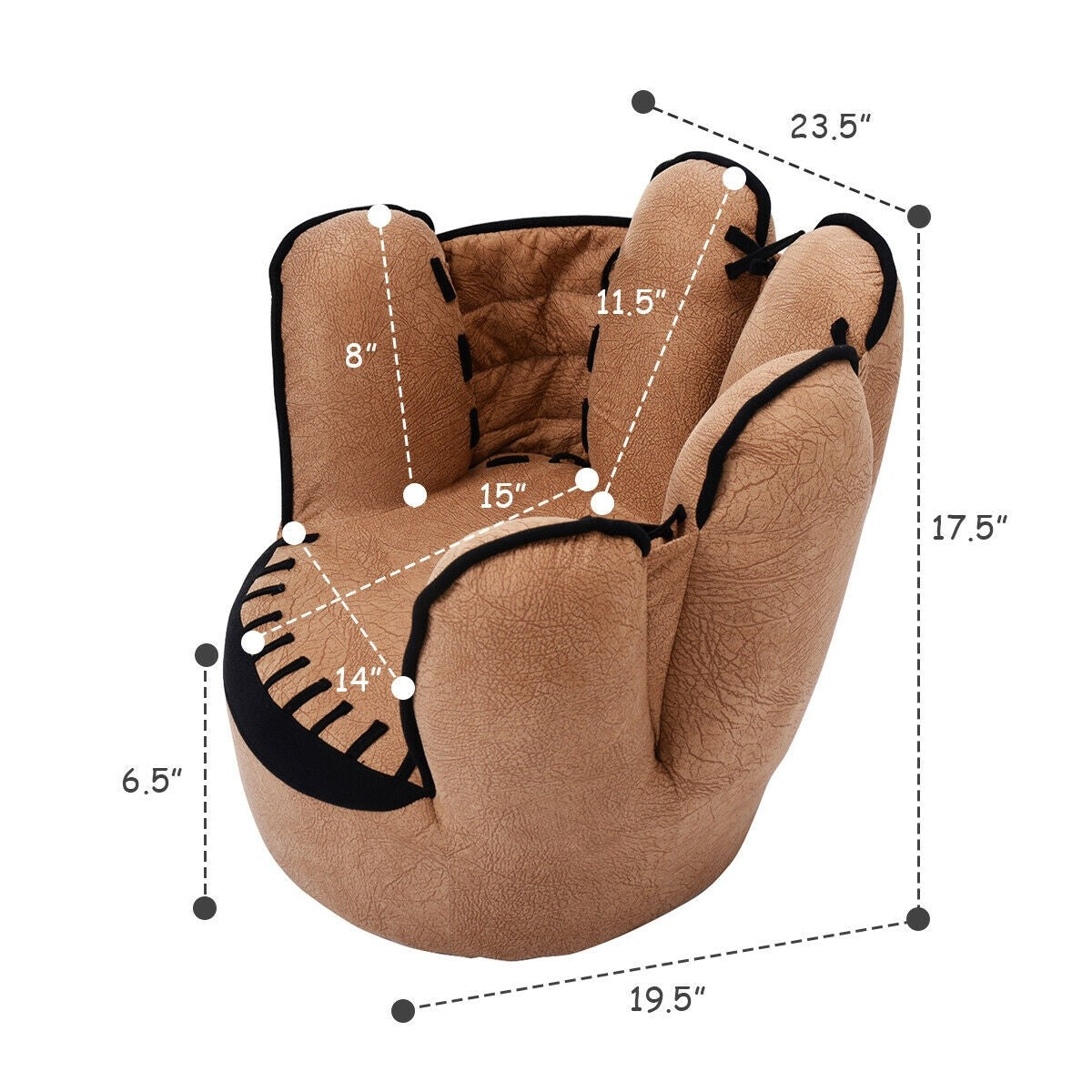 Baseball Glove Toddler Sofa, Solid Wood Frame, Kids Chair
