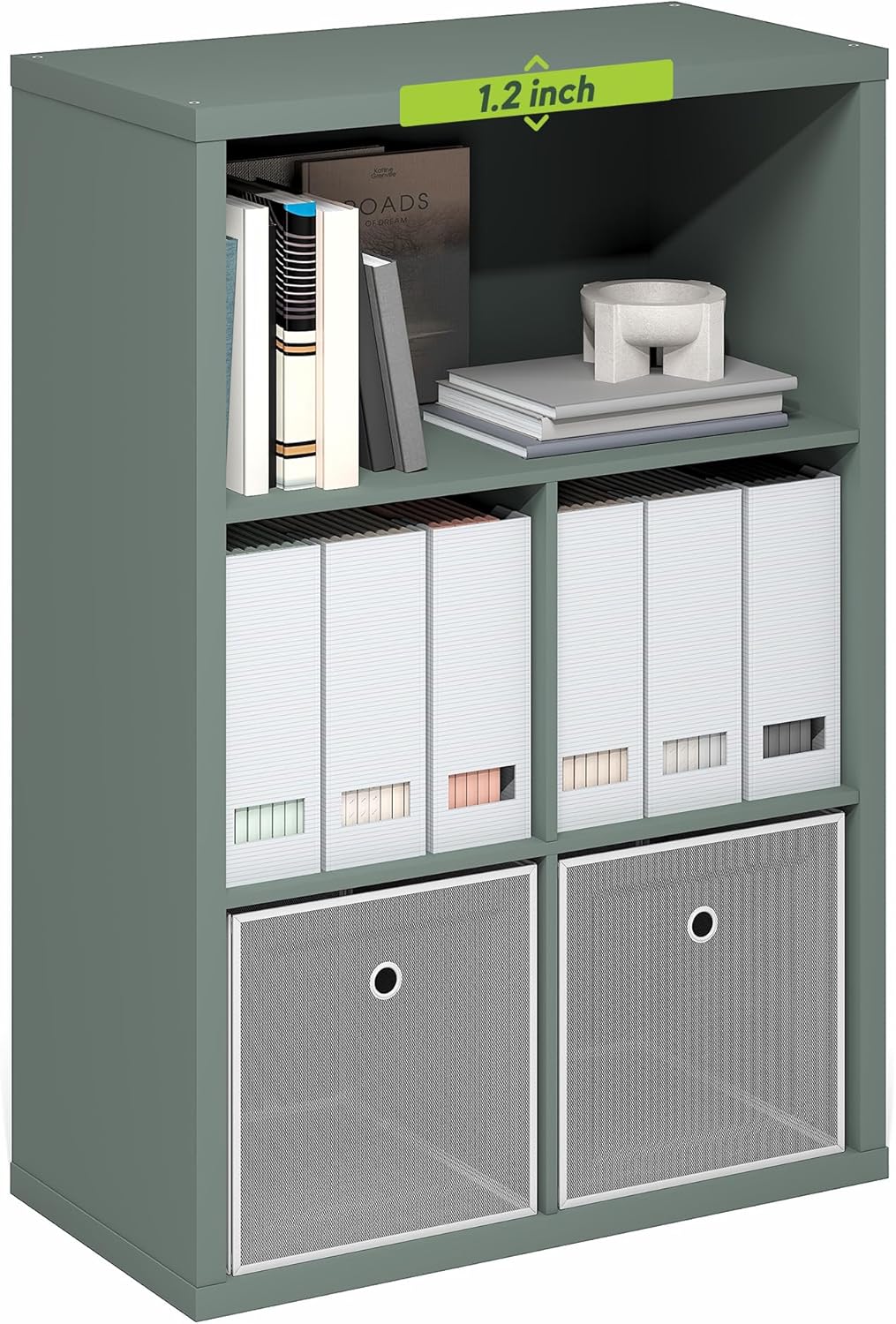 5-Cube Closed Back Bookshelf, Extra Thick Frame, Dark Oak, Storage Organizer