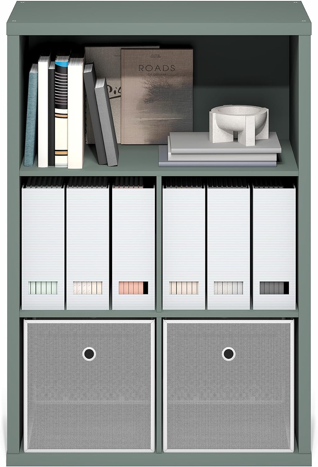 5-Cube Closed Back Bookshelf, Extra Thick Frame, Dark Oak, Storage Organizer