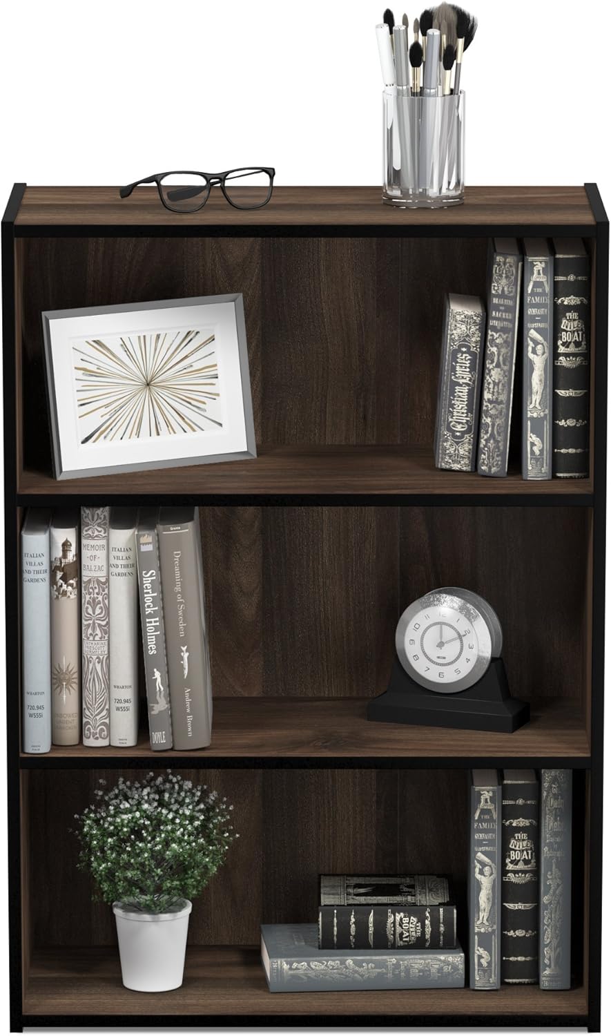 5-Cube Closed Back Bookshelf, Extra Thick Frame, Dark Oak, Storage Organizer