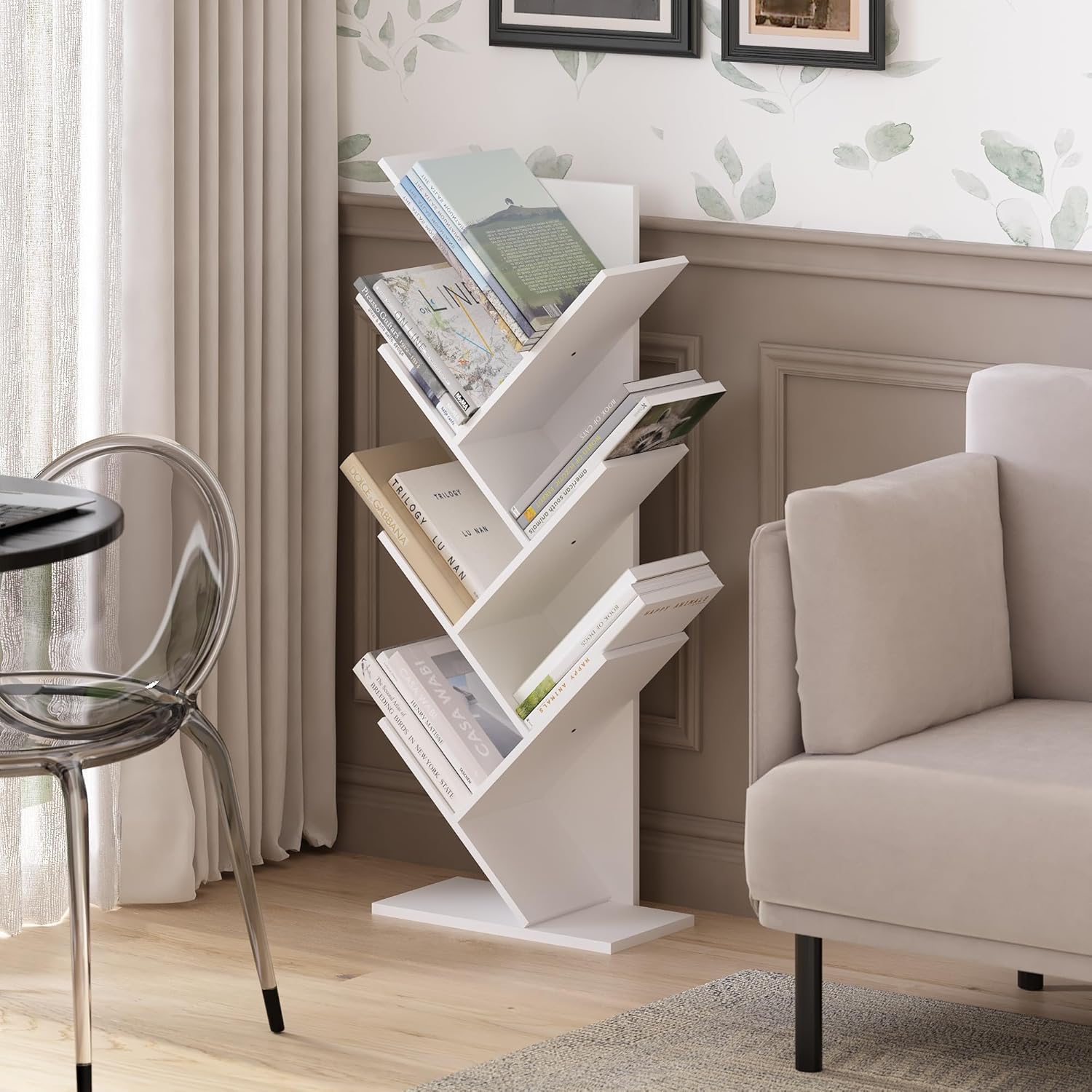 5-Cube Bookshelf, White, Reversible Bookcase for Living Room, Bedroom, Home Office