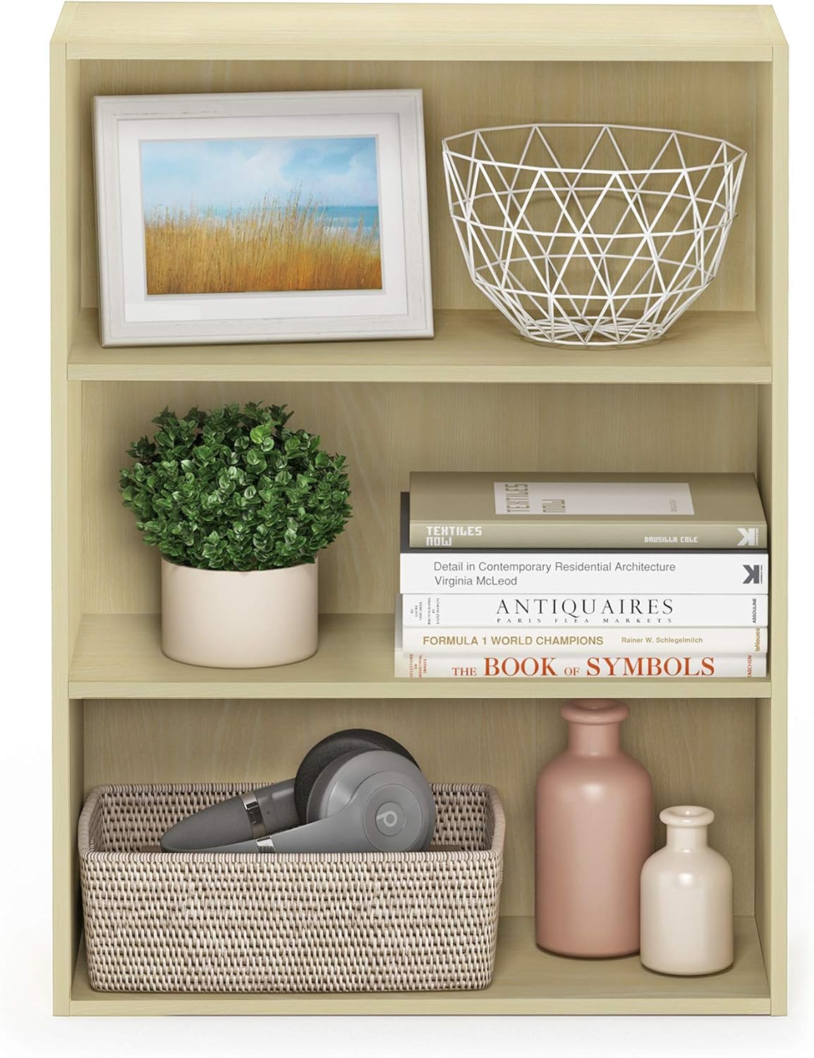 5-Cube Closed Back Bookshelf, Extra Thick Frame, Dark Oak, Storage Organizer