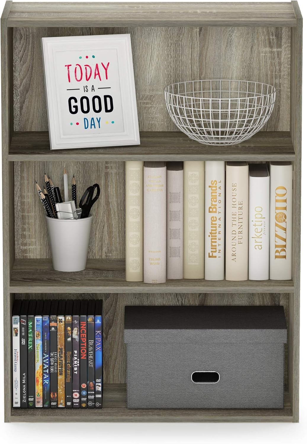 5-Cube Closed Back Bookshelf, Extra Thick Frame, Dark Oak, Storage Organizer