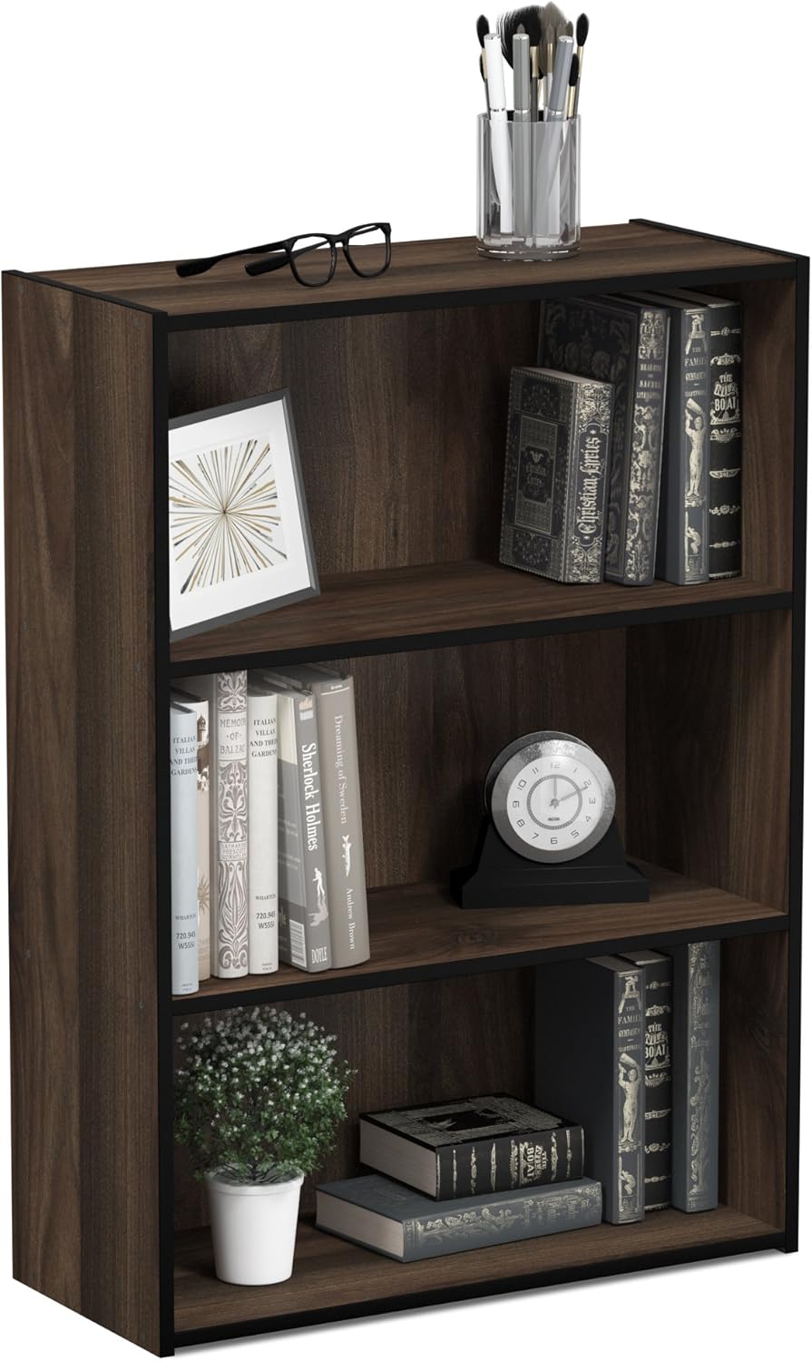5-Cube Closed Back Bookshelf, Extra Thick Frame, Dark Oak, Storage Organizer