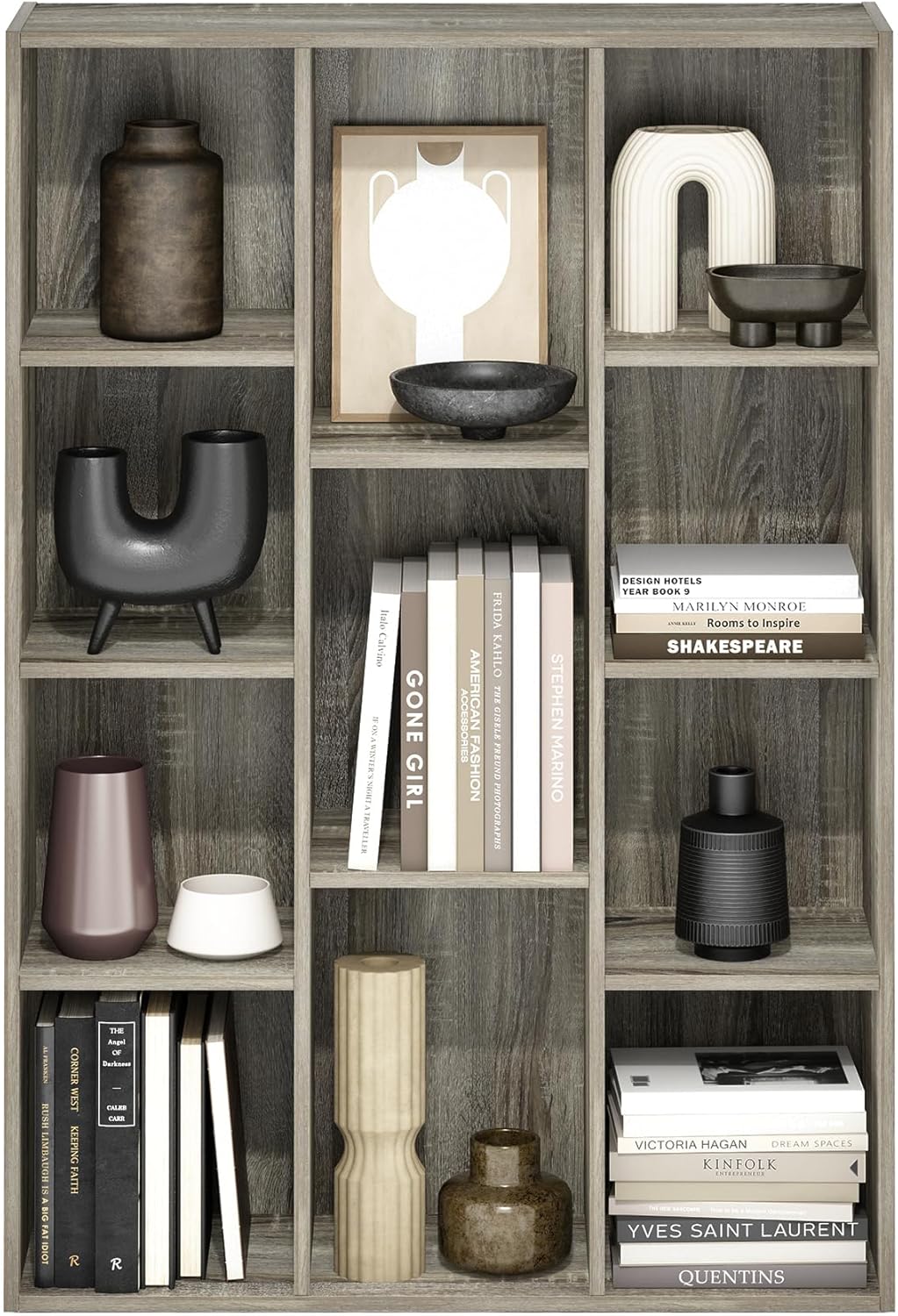 7-Cube Bookshelf, White, Bookcase for Living Room, Bedroom, Home Office