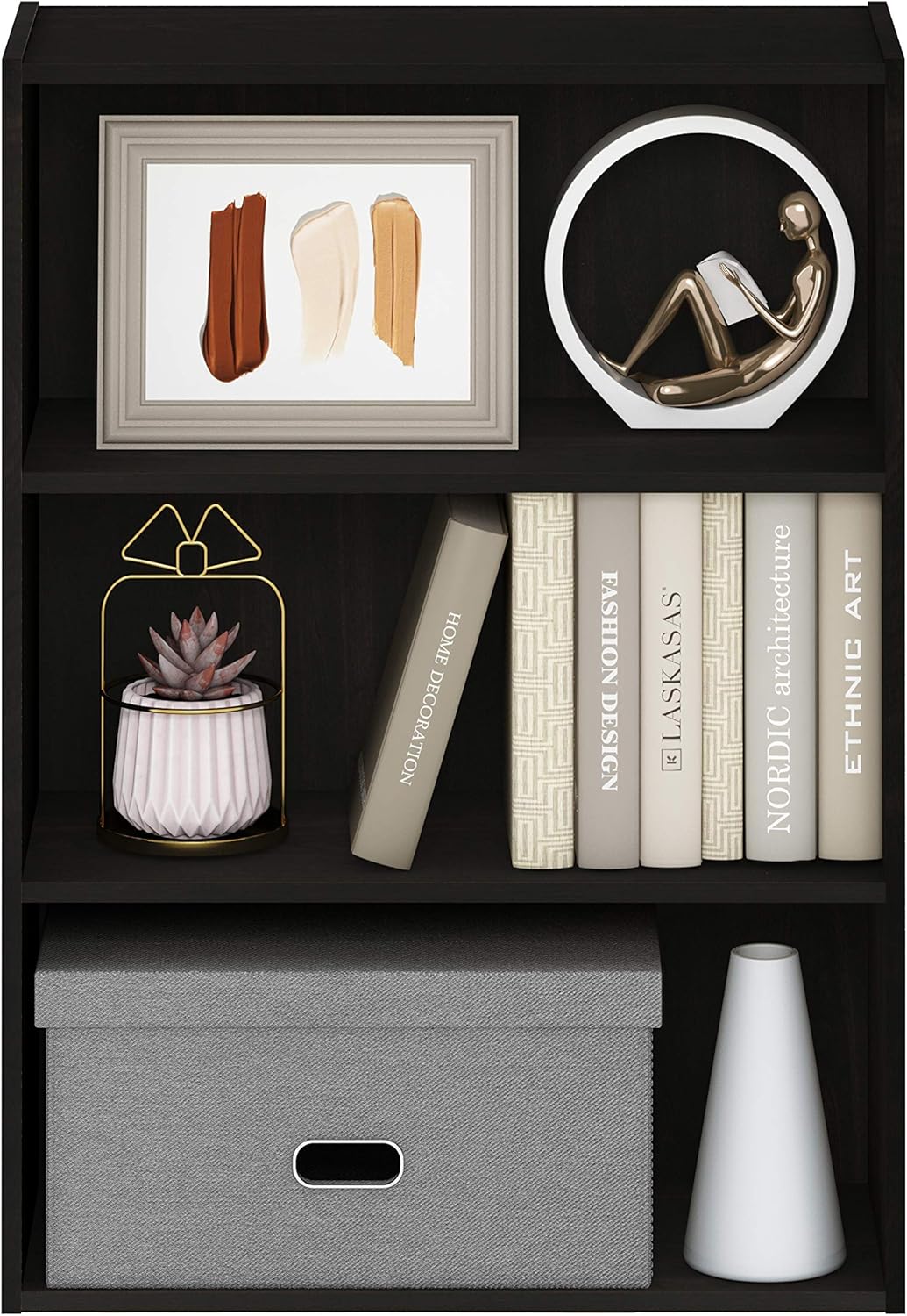 5-Cube Closed Back Bookshelf, Extra Thick Frame, Dark Oak, Storage Organizer