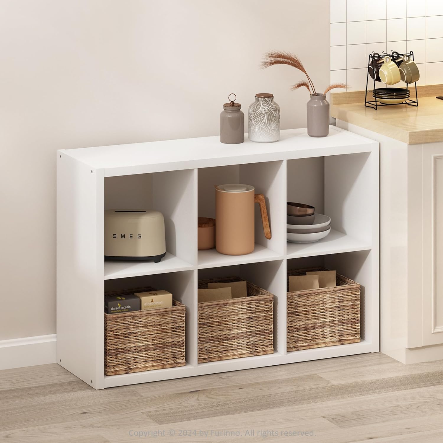 5-Cube Reversible Closet Shelf Organizer, White, Storage for Bedroom or Closet