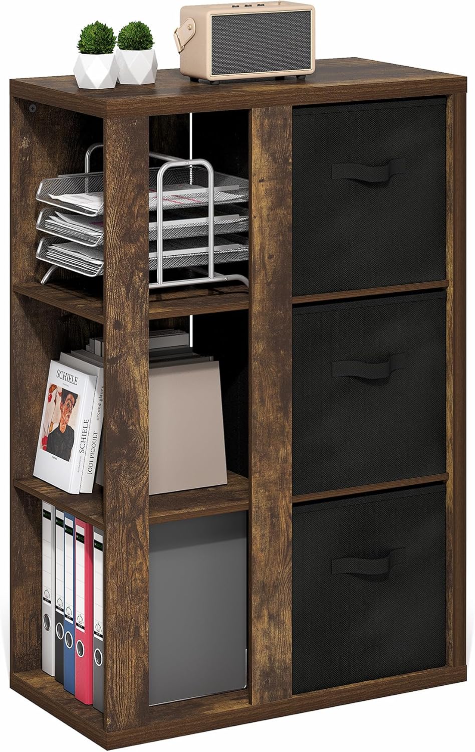 8-Cube Horizontal Bookshelf, White, Cube Storage Organizer for Bedroom & Living Room