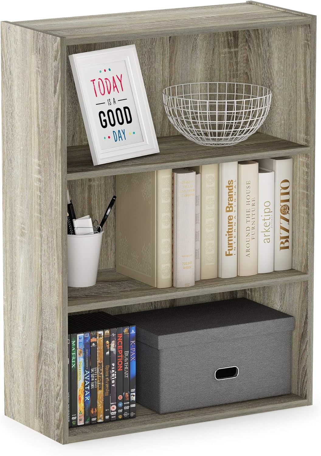 5-Cube Closed Back Bookshelf, Extra Thick Frame, Dark Oak, Storage Organizer